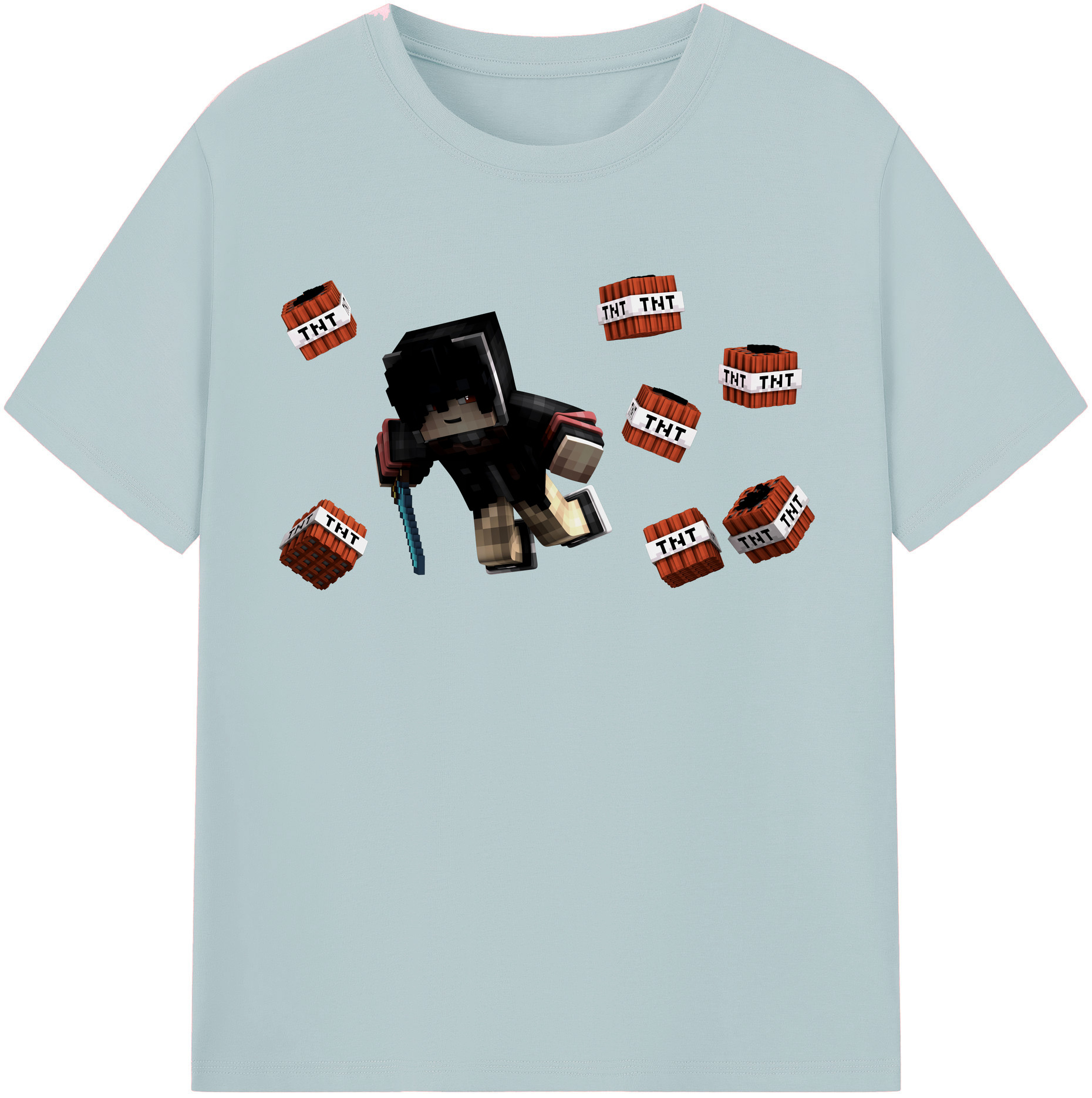 （画像用） マインクラフト ブロックの世界 Minecraft MC Block world 綿100％半袖Tシャツ（フロントプリント）